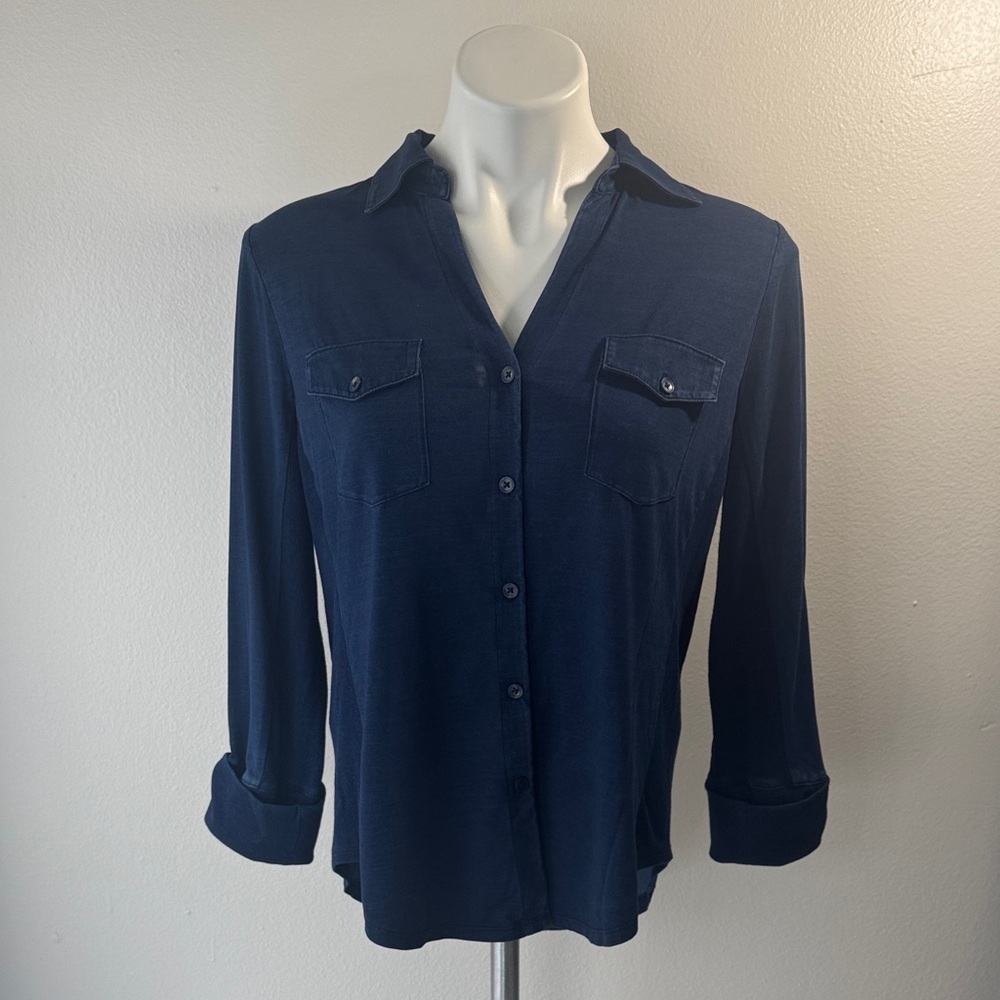 Chico's Denim Blue Collared Shirt